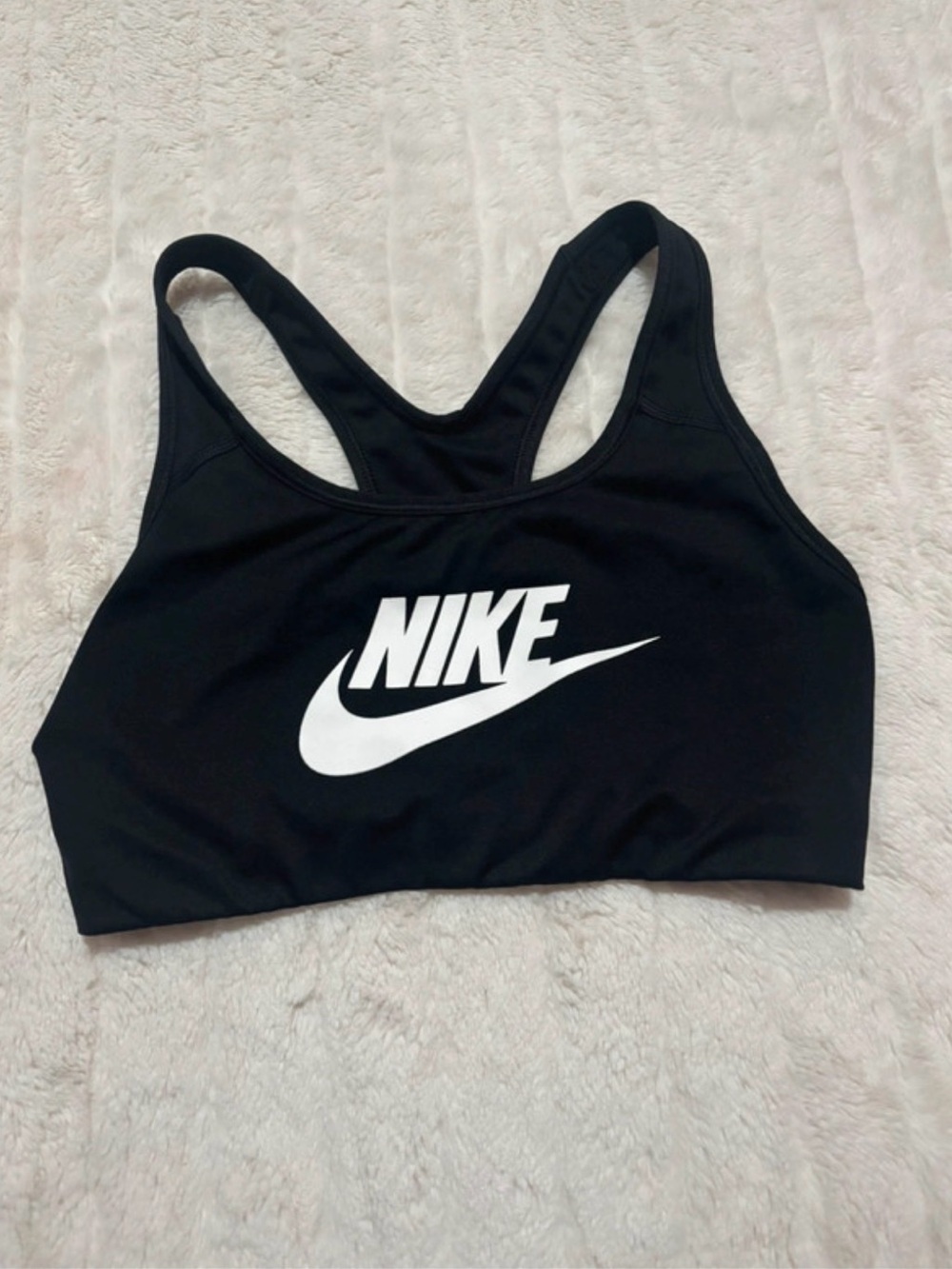 Nike Black Sports Bra with White Swoosh Logo